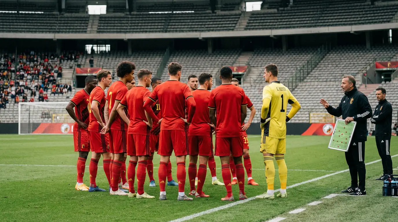 Belgická fotbalová reprezentace Rode Duivels na MS 2026 – hráči v červených dresech na stadionu